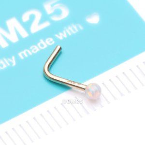 14 Karat Gold Fire Opal Ball L-Shaped Nose Ring